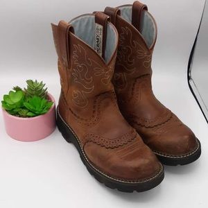 Ariat Fatbaby western saddle leather boots size-8